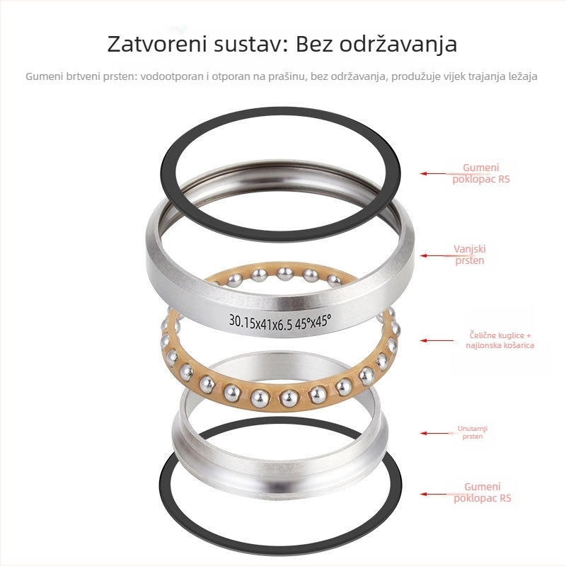 TOOPRE Planinski bicikl – ležajevi glavnog skupa 41/41.8/47/49/51/52 mm – set za popravak