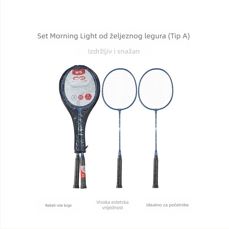 Raketa za badminton — M&G Morning Light, okvir od aluminijskog legura, namijenjena amaterima juniorima, srednja tvrdoća šipke, pogodna za stolni tenis i badminton