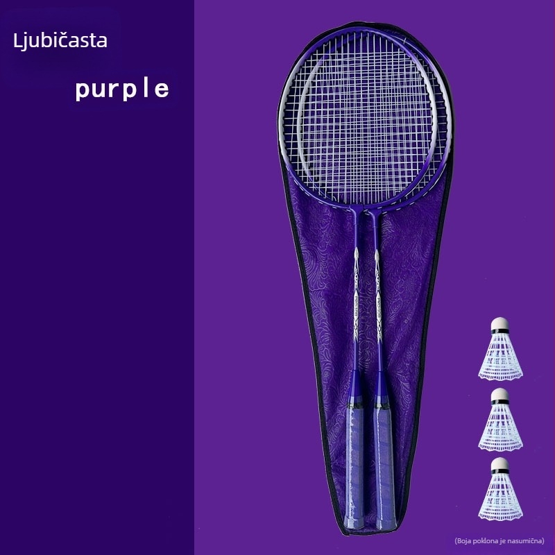 Raketa za badminton Tilt Feather — okvir od ferro- zlitine; težina 95–100 g; drška G4; ravni udarac