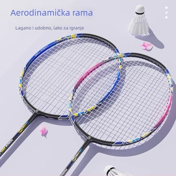 Youyou badminton reketa – okvir od željezne legure, mreža od najlona, težina 95–100 g, srednja tvrdoća šipke, pogodna za početnike