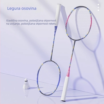 Youyou badminton reketa – okvir od željezne legure, mreža od najlona, težina 95–100 g, srednja tvrdoća šipke, pogodna za početnike