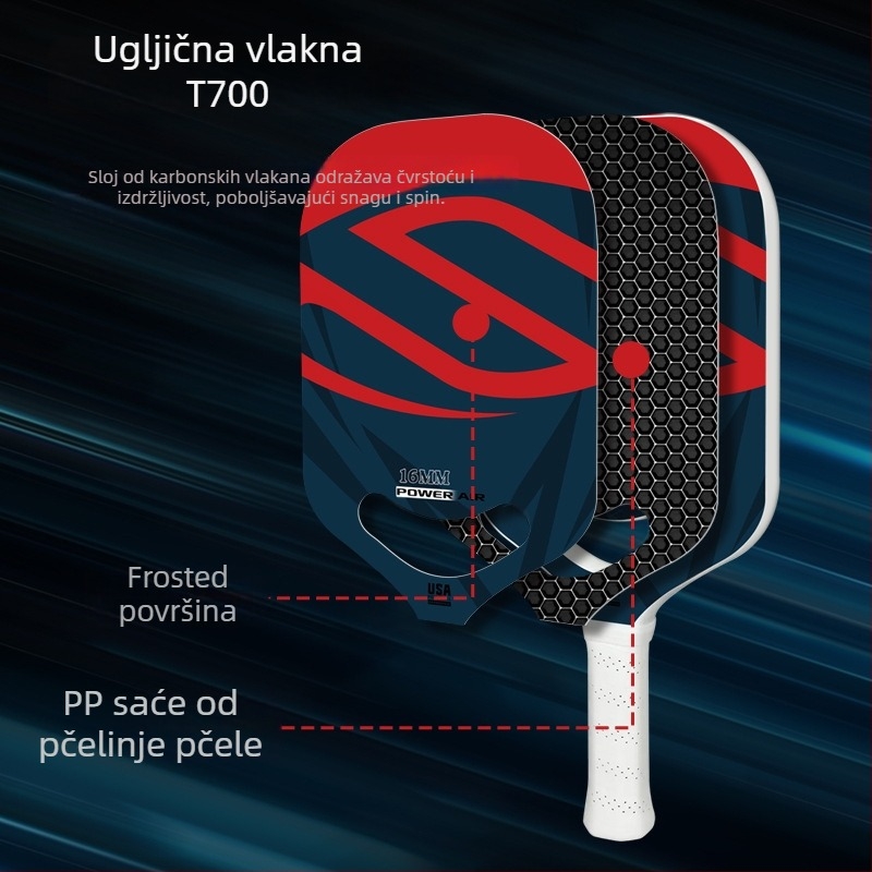Holi Sports Goods dječja pickleball raketa od karbonskih vlakana – komplet s torbom za pohranu