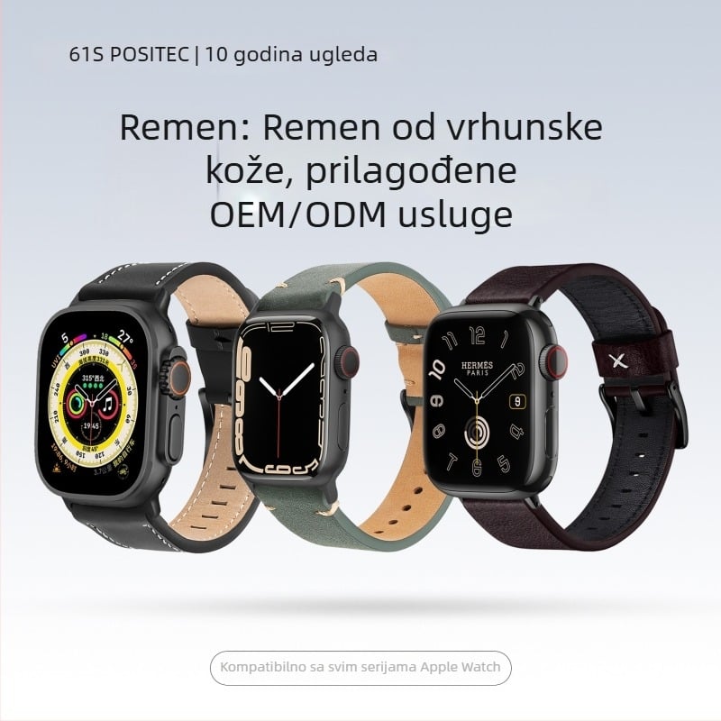61S Kožna narukvica za Apple Watch, 22 mm, kompatibilna sa S11/S10/S9/Ultra3/2