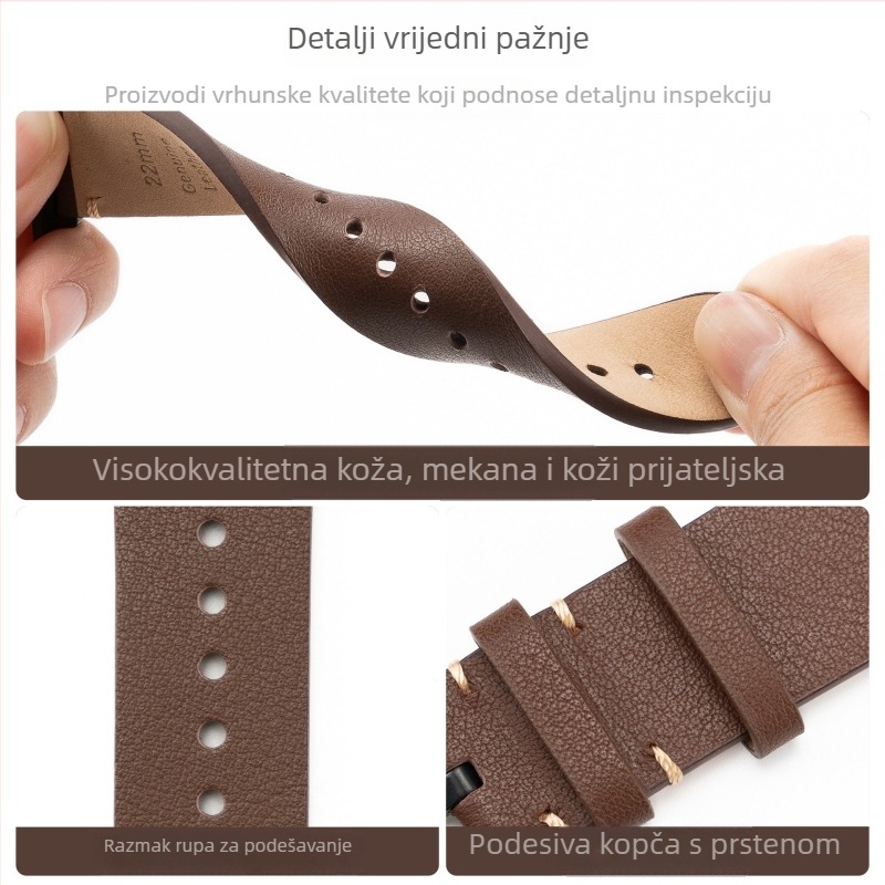 61S Kožna narukvica za Apple Watch, 22 mm, kompatibilna sa S11/S10/S9/Ultra3/2
