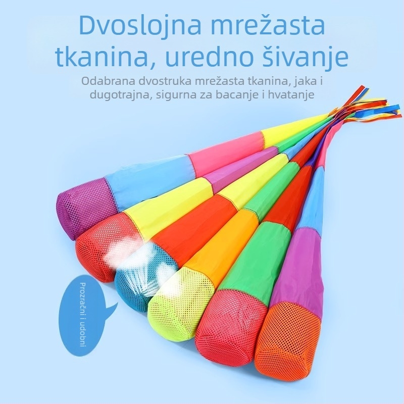 Vanjska senzorna igra: set za bacanje vrećica s piskom i mekane lopte otporne na vjetar s trakama, od tkanine, za djecu 4–6 godina