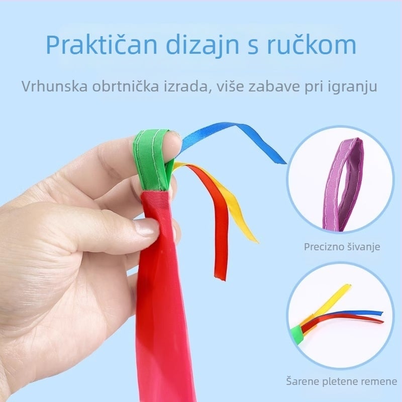 Vanjska senzorna igra: set za bacanje vrećica s piskom i mekane lopte otporne na vjetar s trakama, od tkanine, za djecu 4–6 godina