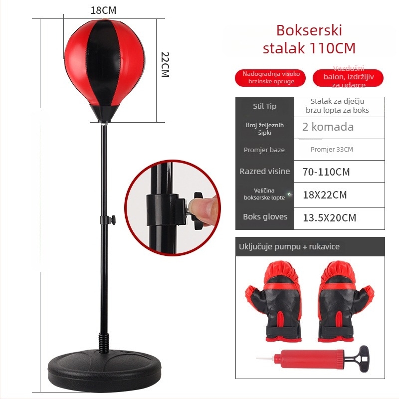 Dječji set za boksačke treninge s Speed Ball i vrećom od pijeska, materijal: platno, marka Shang Sile, za uzrast 7–14 godina, pakiranje: šarena kutija ili bijela kutija