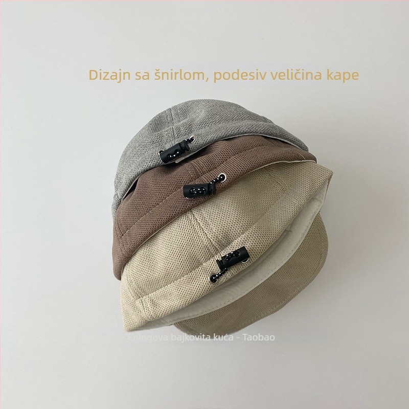 Bejbi kapa od pamuka s kupolastim oblikom i kratkim vizorom, topla i otporna na vjetar za uzrast 1–2 godine, zimski model 2024