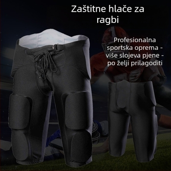Muške zaštitne trening hlače za rugby i nogomet s zaštitom od udara, vanjski materijal 82% poliester, podstava 18% Lycra, za sve sezone