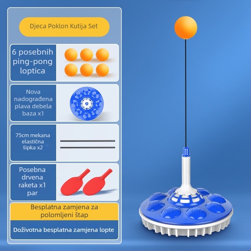 Pet generacije trenutačnog uređaja za stolni tenis za kućnu upotrebu s usisnom čašom i elastičnim mekanim vratilom; SWAY; PP materijal; ispis logotipa; mogućnost prilagodbe; pogodno za fitness, tenis i druge loptaške igre