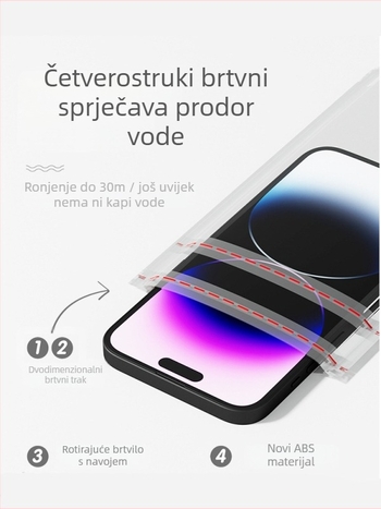 Vanjska vodootporna torbica za telefon sa zaštitom zaslona osjetljivog na dodir, ABS/TPU, kapacitet 7.2 L, prilagodljiv logotip