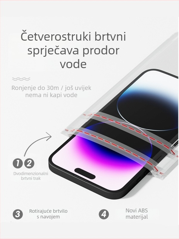 Vanjska vodootporna torbica za telefon sa zaštitom zaslona osjetljivog na dodir, ABS/TPU, kapacitet 7.2 L, prilagodljiv logotip