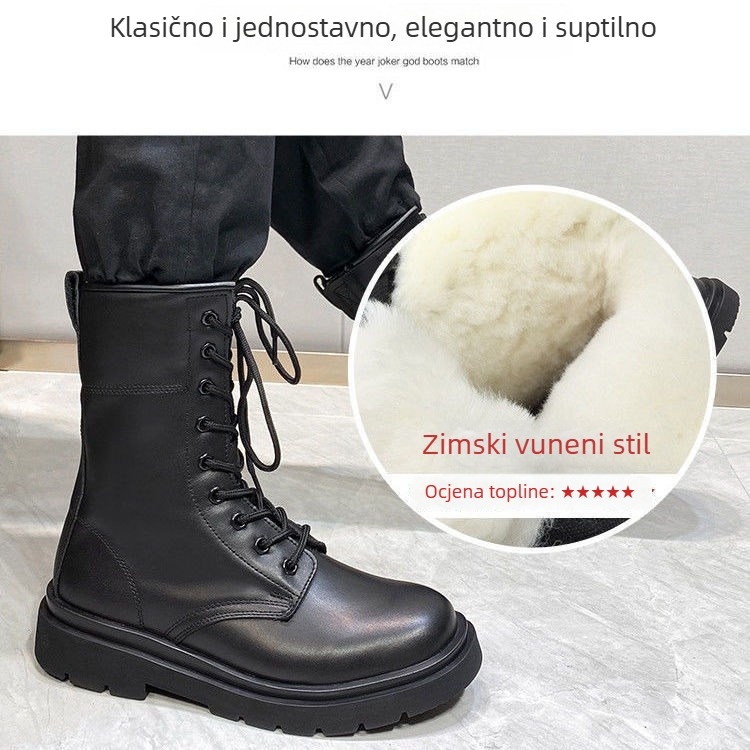 Kožne planinarske čizme sa zipom, visoke muške čizme, vodootporne