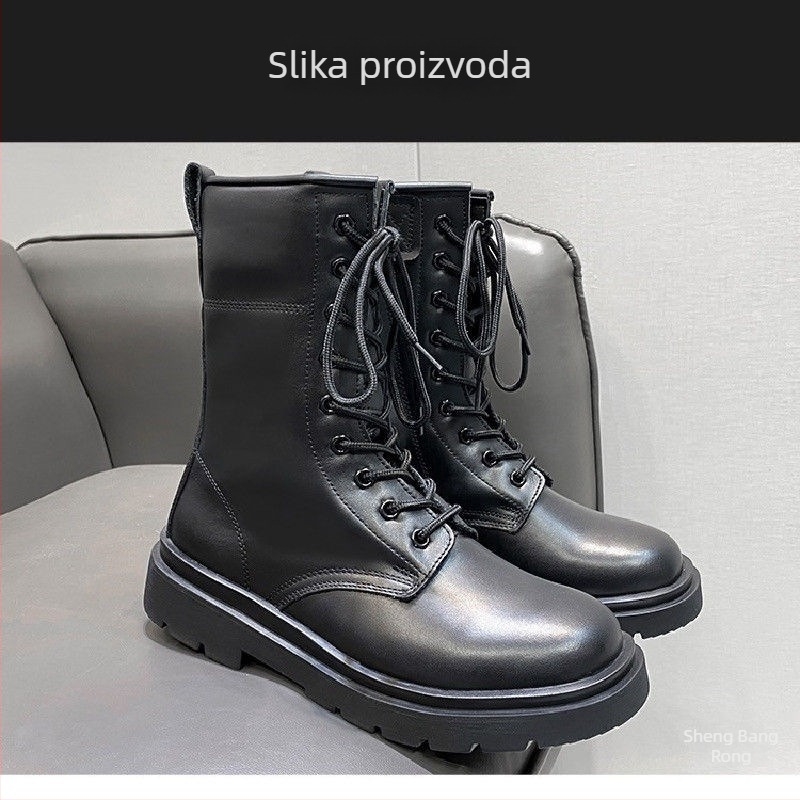 Kožne planinarske čizme sa zipom, visoke muške čizme, vodootporne
