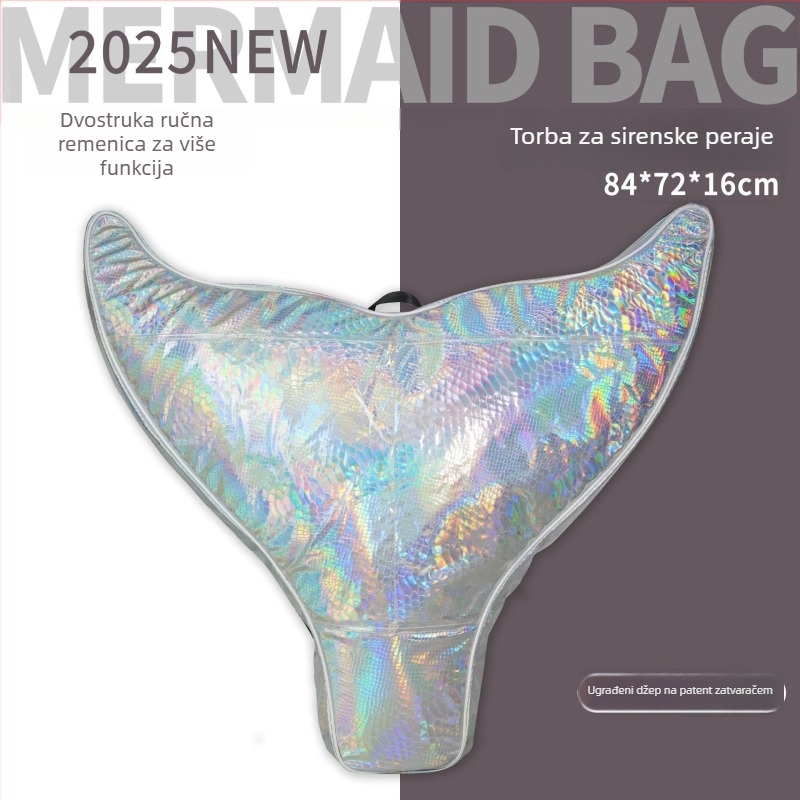 Skupna: Sklopiva vodootporna torba za peraje za slobodno ronjenje, s dizajnom repa sirene, PVC, kapacitet 50, s podstavom