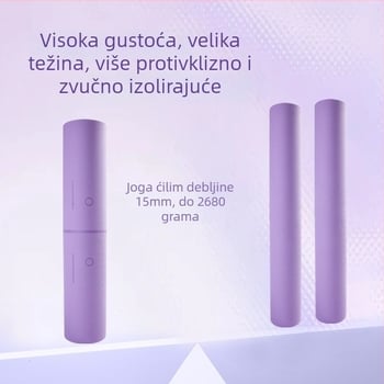 Joga prostirka, neklizajuća, debljine 15 mm, TPE materijal, težina 1230 g, s linijama asane