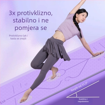 Joga prostirka, neklizajuća, debljine 15 mm, TPE materijal, težina 1230 g, s linijama asane