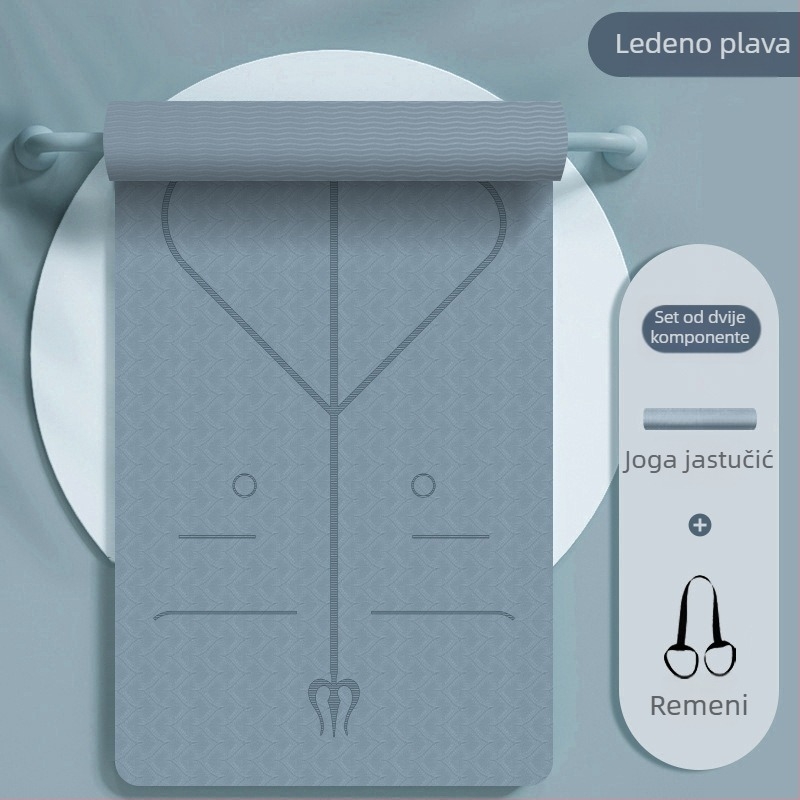 Joga prostirka, neklizajuća, debljine 15 mm, TPE materijal, težina 1230 g, s linijama asane