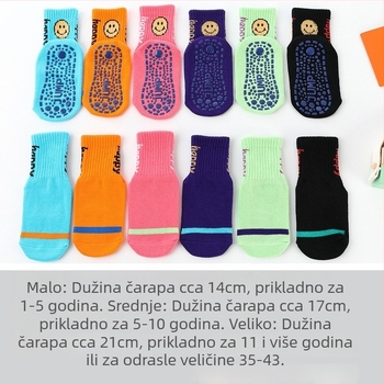 Dječje protuklizne podne čarape, srednje dužine, uzorak slovima, prozračne češćene pamuk, za uzrast 3–8 godina