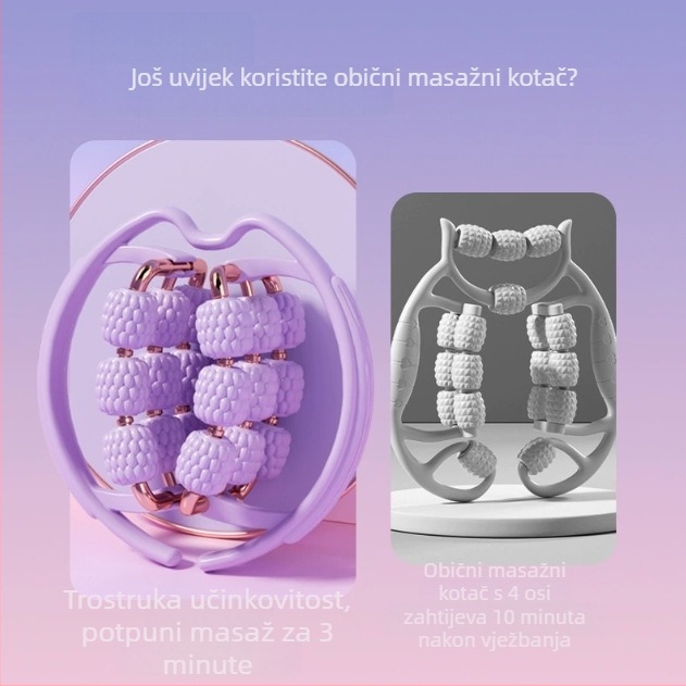 Masažni Bamboo Innovation — kružni masažni klip s 18 kotača i šestosnim valjkom, uređaj za sužavanje opsega nogu za kućnu jogu i olakšanje mišića.