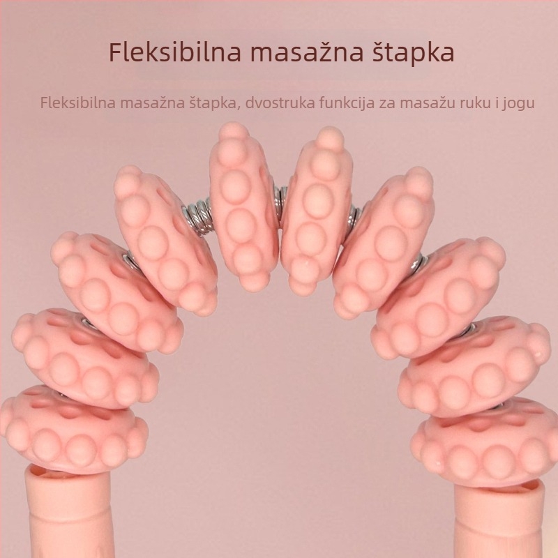 Desetokolesni masažni valjak za mišiće nogu — dubinski masaž, dvostruka funkcija za jačanje snage ruku, Materijal: PP+pružina, Šifra: Qq-88, Joga pomagala