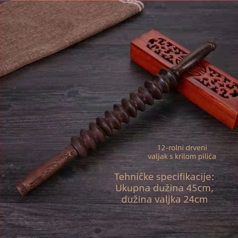 Drveni masažni roller – Redwood, masaža leđa, struka i nogu, dizajn joga štapa, moderni minimalistički stil