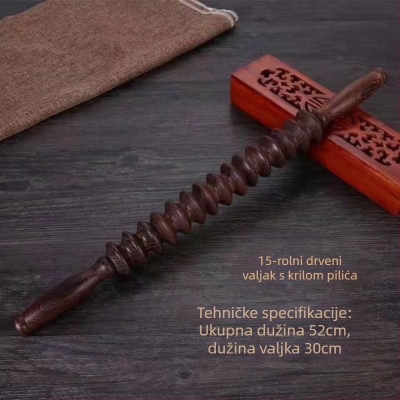 Drveni masažni roller – Redwood, masaža leđa, struka i nogu, dizajn joga štapa, moderni minimalistički stil