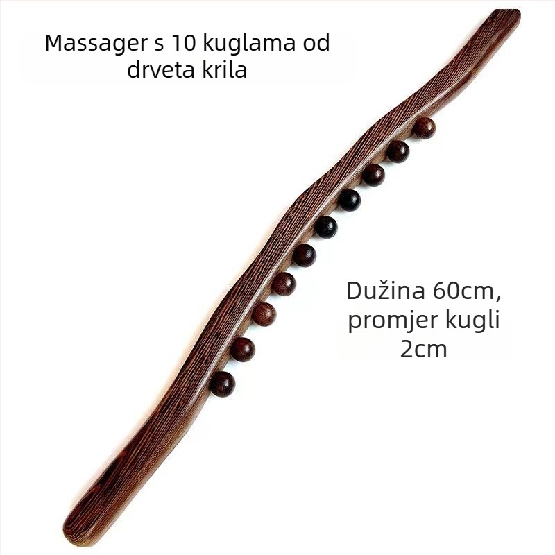 Drveni masažni roller – Redwood, masaža leđa, struka i nogu, dizajn joga štapa, moderni minimalistički stil