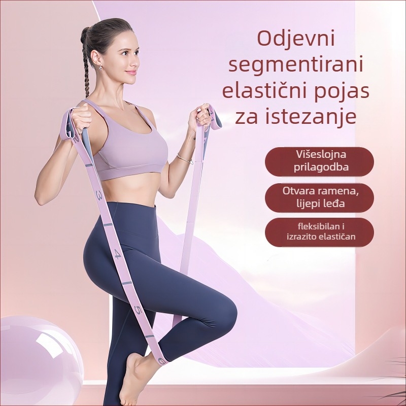 Joga produžni pojas sa segmentiranim dizajnom za trening držanja leđa i ramena, elastična užad (lateks i poliester)