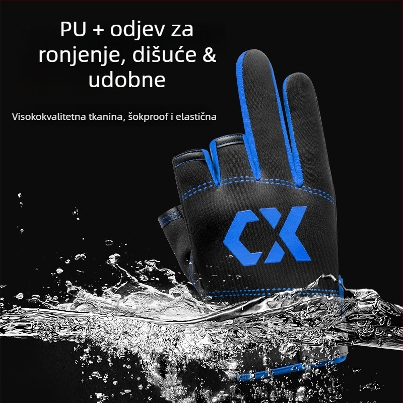 Drooping String PU rukavice za ribolov – ultra tanke, zaštita od sunca, vodootporne, otporne na probijanje, protuklizne, dizajn s tri prsta