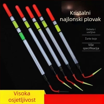 Prozirni plovak s oblikom cijevi, novi tip prevlake, debeo i uočljivo, vrlo osjetljivo za divlji ribolov karasa u plitkim vodama među travom.