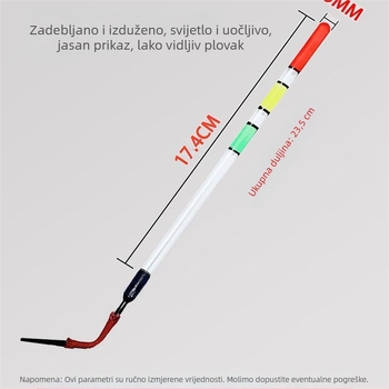Prozirni plovak s oblikom cijevi, novi tip prevlake, debeo i uočljivo, vrlo osjetljivo za divlji ribolov karasa u plitkim vodama među travom.