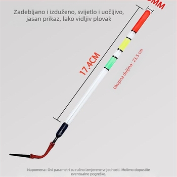 Prozirni plovak s oblikom cijevi, novi tip prevlake, debeo i uočljivo, vrlo osjetljivo za divlji ribolov karasa u plitkim vodama među travom.