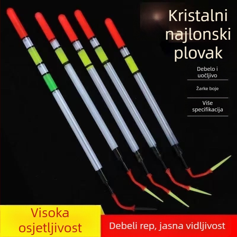 Prozirni plovak s oblikom cijevi, novi tip prevlake, debeo i uočljivo, vrlo osjetljivo za divlji ribolov karasa u plitkim vodama među travom.