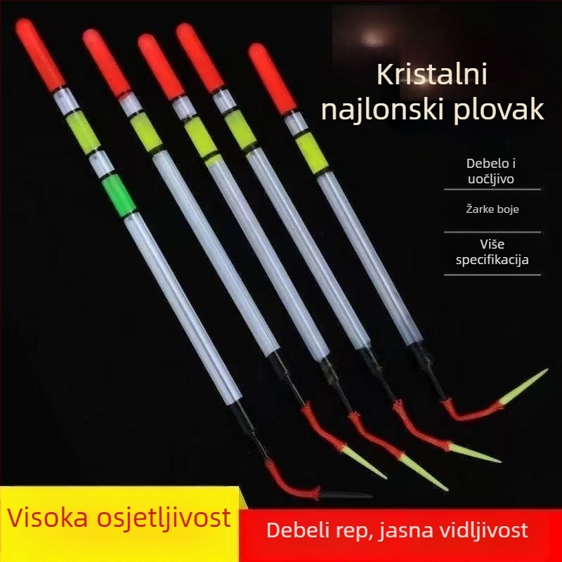 Prozirni plovak s oblikom cijevi, novi tip prevlake, debeo i uočljivo, vrlo osjetljivo za divlji ribolov karasa u plitkim vodama među travom.