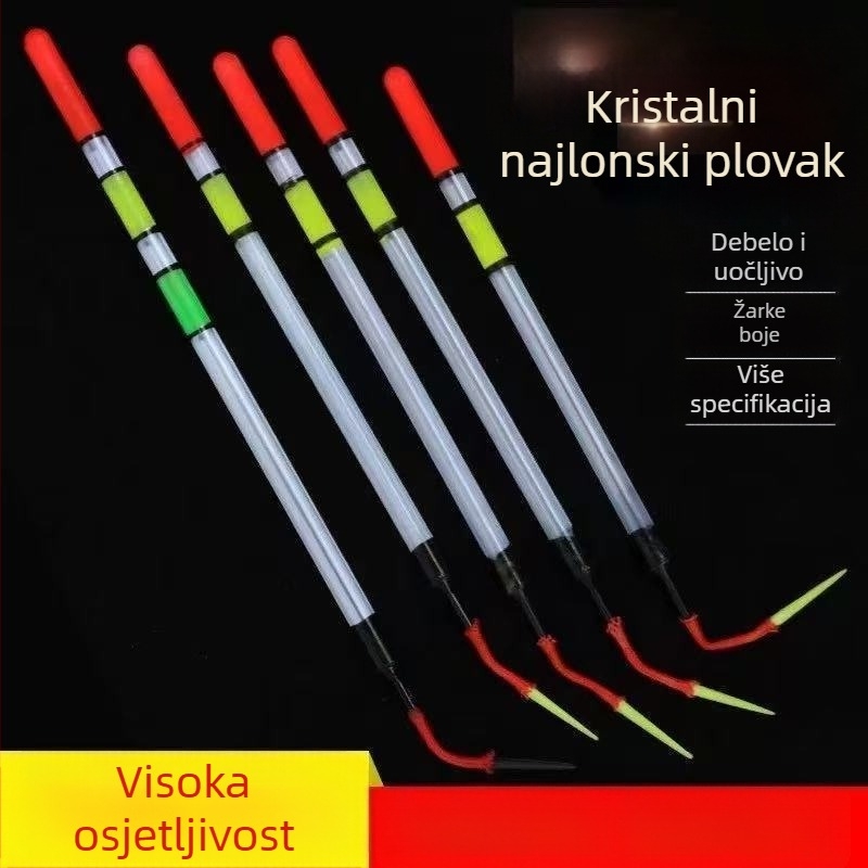 Prozirni plovak s oblikom cijevi, novi tip prevlake, debeo i uočljivo, vrlo osjetljivo za divlji ribolov karasa u plitkim vodama među travom.
