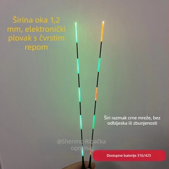 316/425 Prošireni crni elektronički repni dio, dodatak od 1,2 mm, plovak promjene boje za noćni ribol karasa, fina tvrda repa