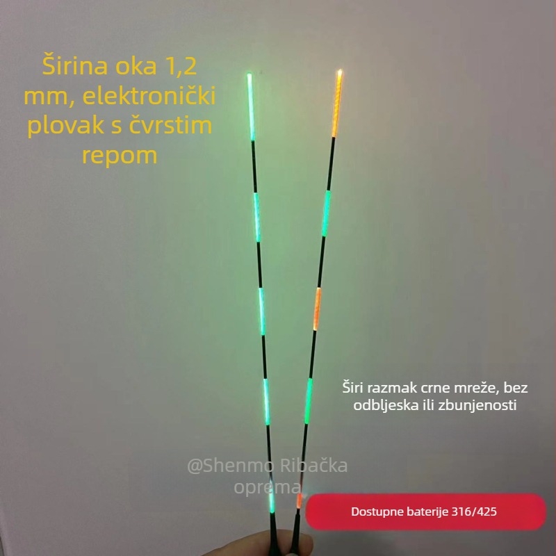 316/425 Prošireni crni elektronički repni dio, dodatak od 1,2 mm, plovak promjene boje za noćni ribol karasa, fina tvrda repa