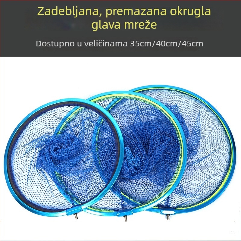 Ogromna trokutasta mreža od aluminijske legure za velike ribe (Bighead Carp, Black Carp, Sturgeon), s gumiranim anti‑zaplitanjem i dubokim mrežastim džepom