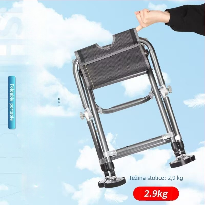 Ribolovna stolica za sve terene, sklopiva i prenosna, s podesivom visinom, metalni okvir (2024)