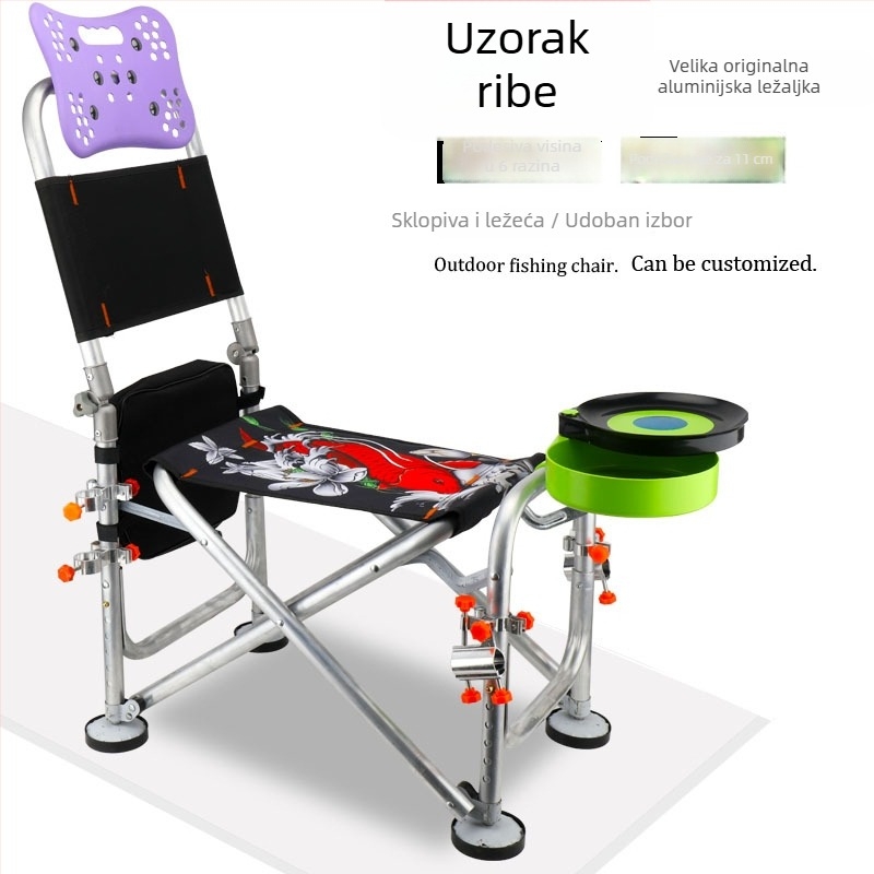 Stolica za ribolov od aluminijske legure, sklopiva, podesiva visina, višefunkcionalna (aluminijska legura; sklopiva; podesiva visina)