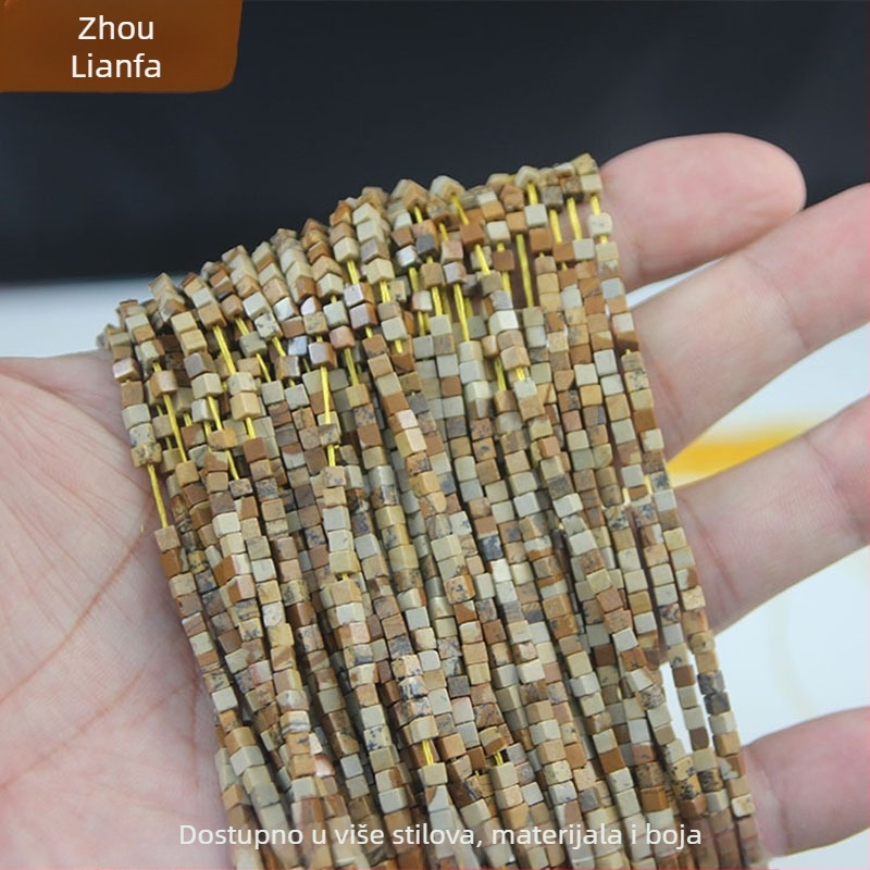 Raspršane perle od kvarca; Materijali: kamen sa slikom, carski kamen, sintetički ljubičasti ahat, sintetički rhodolit; Stil: moderan