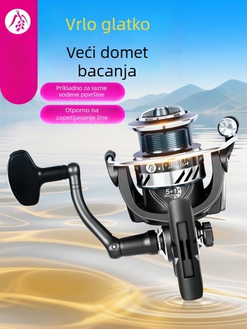 Spinning kolut s dugim dometom i aluminijskim kućištem za morski ribolov i umjetne mamce