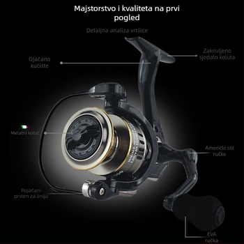 Spinning kolut s potpuno metalnim kućištem, prednja kočnica, dugo bacanje – Veedooca/Veduka