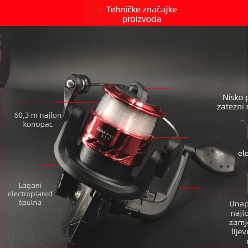 Spinning mulin East Fishing, tip 200, s linijom, za ribolov na stijenama i na moru