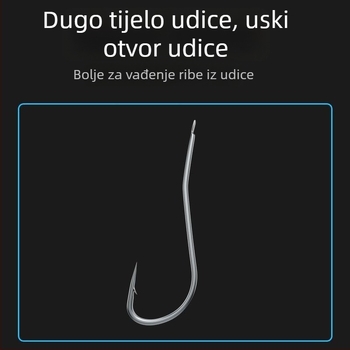 Kuka za pomfret s dugom ručkom, dvostruka kuka, predvez PE, protiv ugriza, čvrst komplet