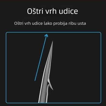 Kuka za pomfret s dugom ručkom, dvostruka kuka, predvez PE, protiv ugriza, čvrst komplet
