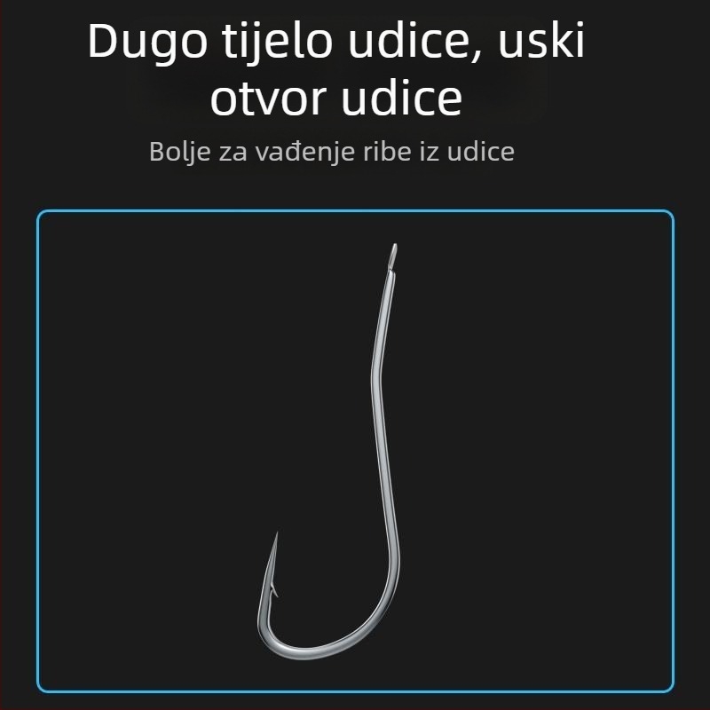 Kuka za pomfret s dugom ručkom, dvostruka kuka, predvez PE, protiv ugriza, čvrst komplet