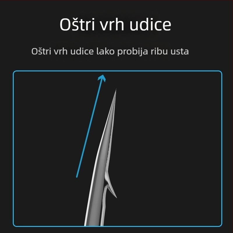 Kuka za pomfret s dugom ručkom, dvostruka kuka, predvez PE, protiv ugriza, čvrst komplet
