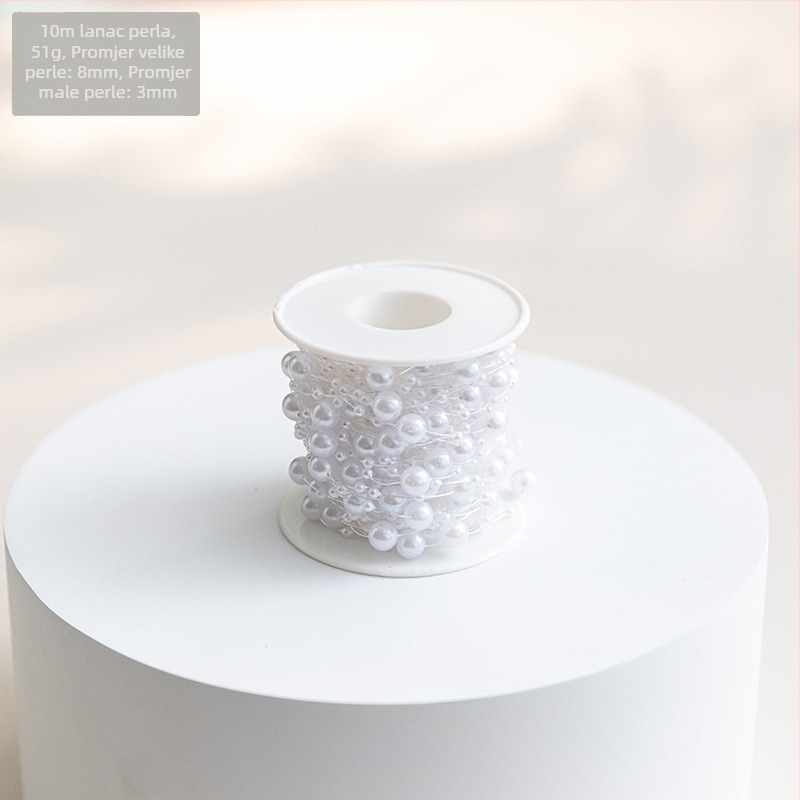 Božićne ukrase za bor — plastični bisernasti lanac i nit s perlicama Baby's Breath za DIY bukete | Marka: Snow fir christmas | Blagdani: Božić